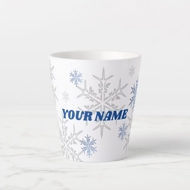 Caneca De Café Latte Flocos de neve do inverno (Frente)