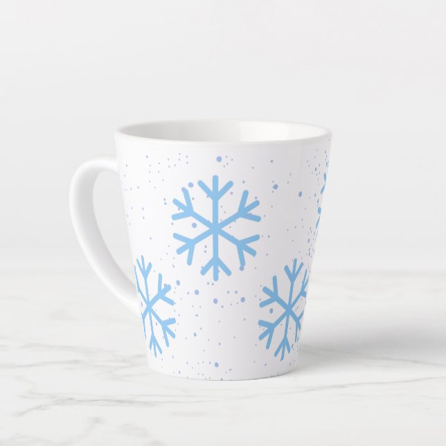 Caneca De Café Latte Flocos de neve Feriado Latte Mug (Ângulo esquerdo)