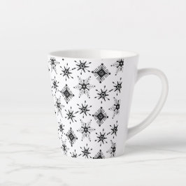 Caneca De Café Latte Flocos de neve pretos Flocos geométricos Flocos de