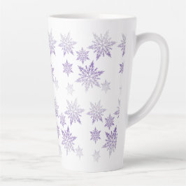 Caneca De Café Latte Flocos de neve roxos