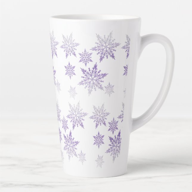 Caneca De Café Latte Flocos de neve roxos (Direita)
