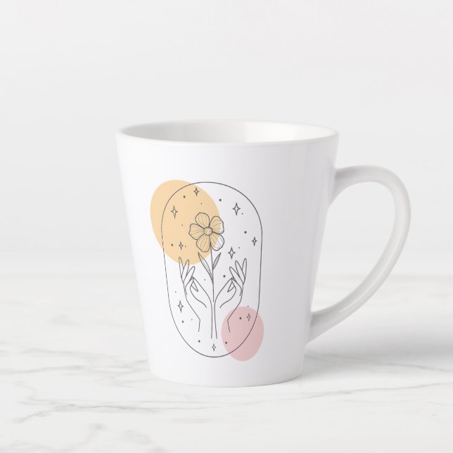 Caneca De Café Latte Flor (Direita)