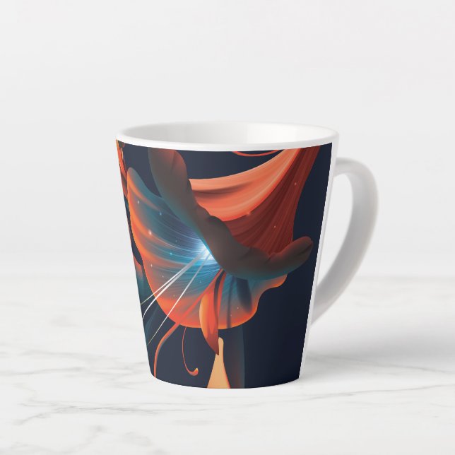 Caneca De Café Latte flor abstrato artística (Ângulo direito)