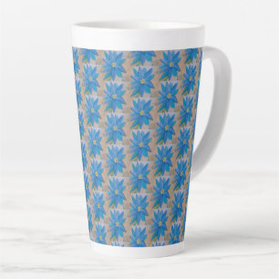 Caneca De Café Latte Flor Azul