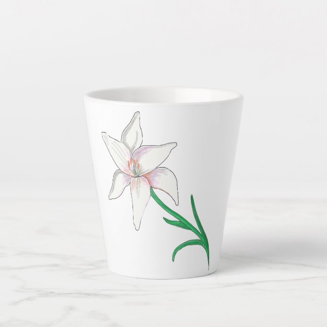 Caneca De Café Latte Flor branca (Frente)