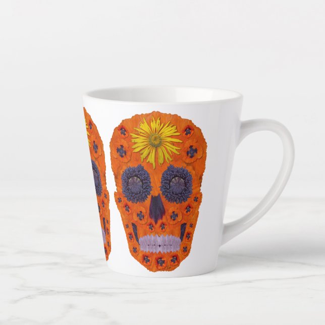 Caneca De Café Latte Flor - Caveira 1 (Direita)