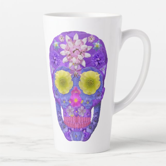 Caneca De Café Latte Flor - Caveira 5 (Direita)