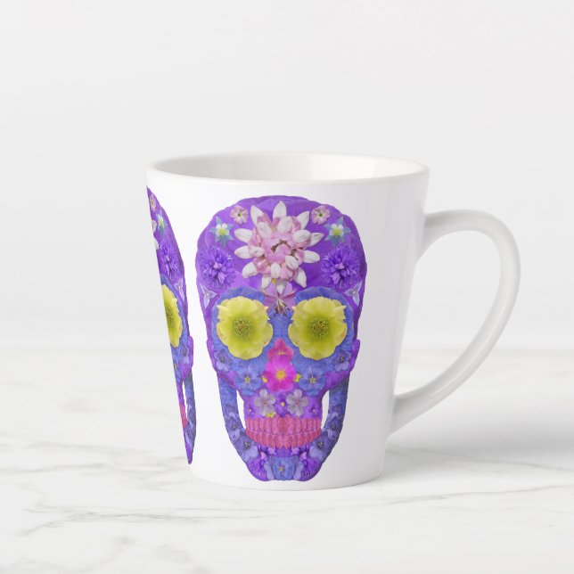 Caneca De Café Latte Flor - Caveira 5 (Direita)