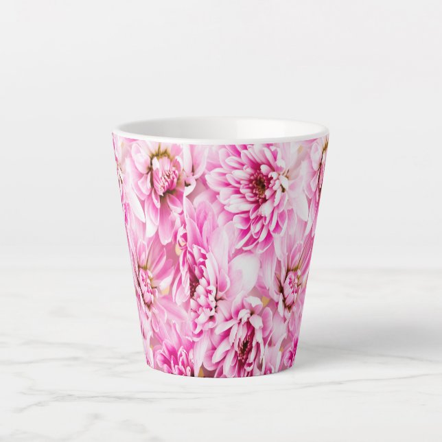 Caneca De Café Latte Flor Chrysanthemum Rosa (Frente)