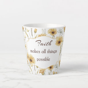 Caneca De Café Latte Flor Cristã Faith Latte Coffee Mug
