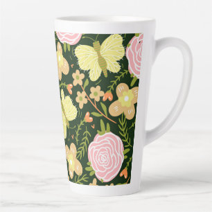 Caneca De Café Latte Flor da Borboleta