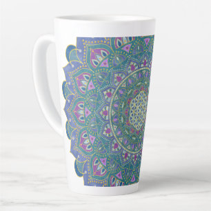 Caneca De Café Latte Flor Da Vida - Estilo De Mandala Índia 1