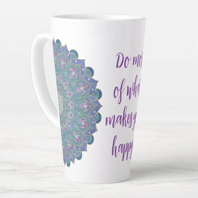 Caneca De Café Latte Flor da Vida - Mandala Estilo Índia 1 (Ângulo esquerdo)