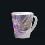 Caneca De Café Latte Flor de Arte Abstrato, Enérgica e Colorida<br><div class="desc">Uma flor de fantasia multicolor e poderosa, uma única Design de Arte Fractal floral para a sua caneca de café e muito mais.</div>
