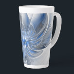 Caneca De Café Latte Flor de Arte Fracionada com Cinza Azul abstrato<br><div class="desc">Uma flor de fantasia única com tons de azul e cinza, abstrato e elegante. Design incomum para sua caneca floral decorativa e muito mais.</div>