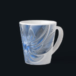 Caneca De Café Latte Flor de Arte Fracionada com Cinza Azul abstrato<br><div class="desc">Uma flor de fantasia única com tons de azul e cinza, abstrato e elegante. Design incomum para sua caneca floral decorativa e muito mais.</div>
