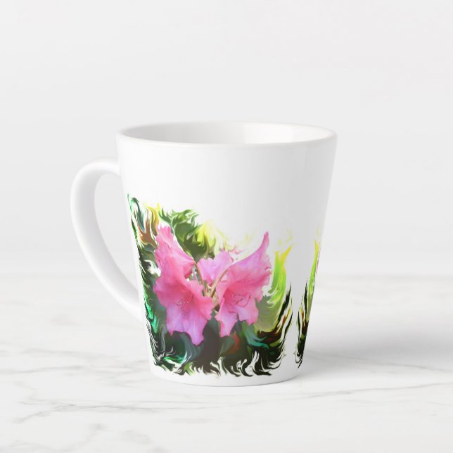 Caneca De Café Latte Flor de Azalea (Ângulo esquerdo)
