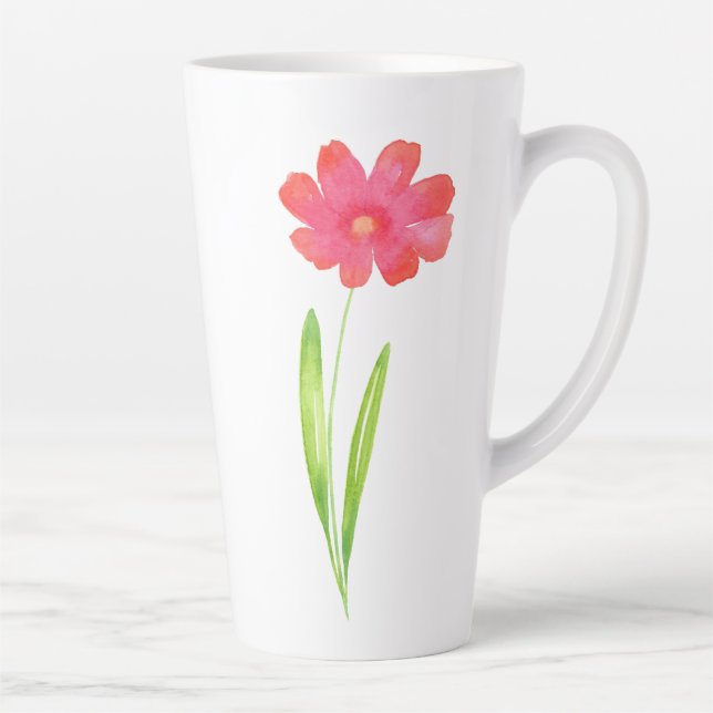 Caneca De Café Latte Flor de Cana-de-Água Vermelha, Rosa (Direita)