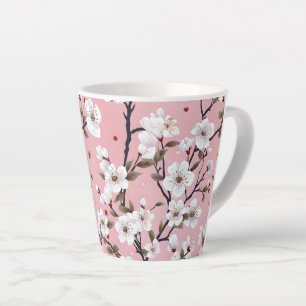 Caneca De Café Latte Flor de Cerejeira Romântica Japandi Floral de Prim