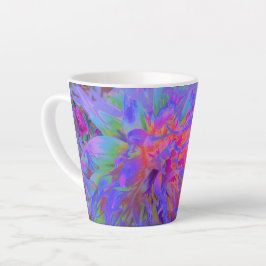 Caneca De Café Latte Flor de Dália Decorativa Psicodélica Elegante