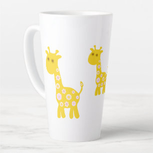 Caneca De Café Latte Flor de Girafa Amarelo-Bonita