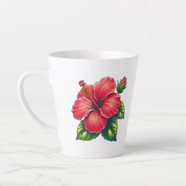 Caneca De Café Latte Flor de hibiscus (Esquerda)