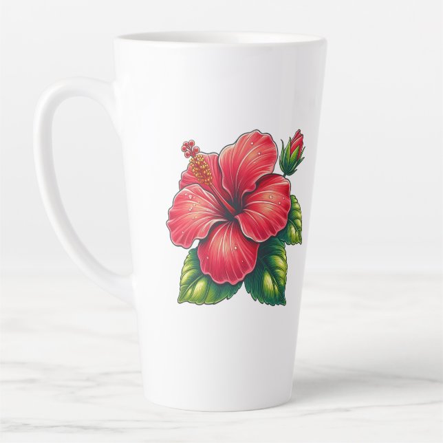 Caneca De Café Latte Flor de Hibiscus Grande (Esquerda)