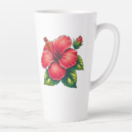 Caneca De Café Latte Flor de Hibiscus Grande
