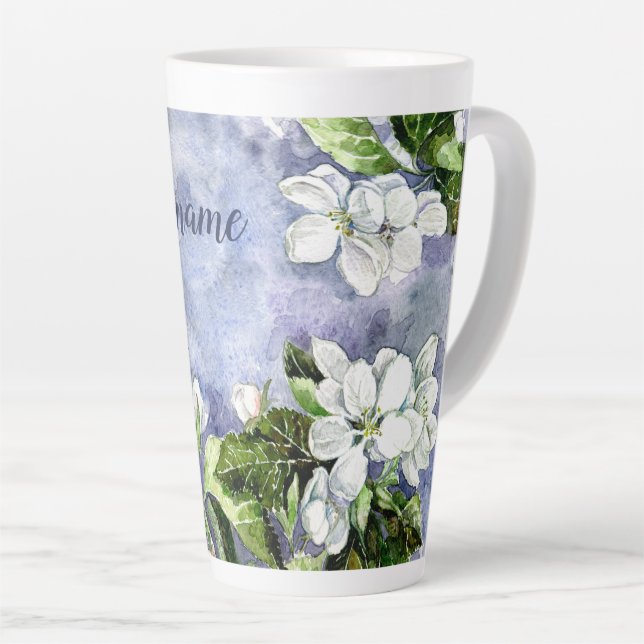 Caneca De Café Latte Flor de macieira (Ângulo direito)