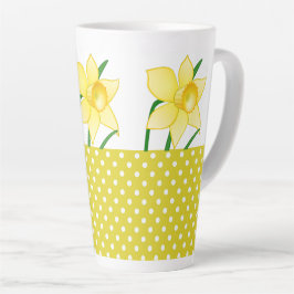 Caneca De Café Latte Flor de Narciso de Primavera com Pontos Amarelos