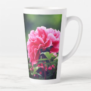 Caneca De Café Latte Flor de Pedônia Rosa no Jardim-33333