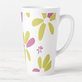 Caneca De Café Latte Flor de Primavera Multicolorida Amarela Rosa