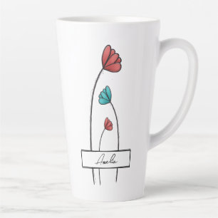 Caneca De Café Latte Flor de Teto Vermelho