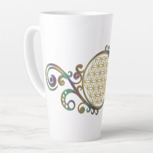 Caneca De Café Latte Flor De Vida - Ornamentos Espirais 1
