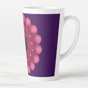 Caneca De Café Latte Flor Fantasia Rosa Brilhante   Floral Neon Abstrat