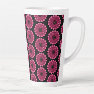 Caneca De Café Latte Flor Fantasia Rosa Glowing   Floral Neon Abstrato