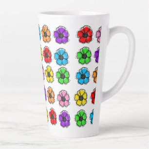 Caneca De Café Latte Flor Floral Doodle Line Art Watercolor Abstrato