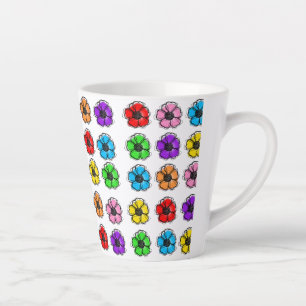 Caneca De Café Latte Flor Floral Doodle Line Art Watercolor Abstrato