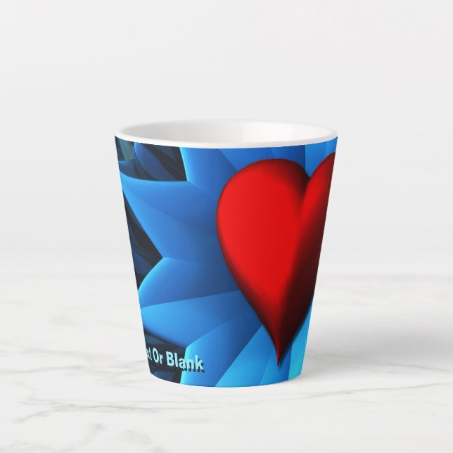 Caneca De Café Latte Flor Fractal Blue Heart (Frente)