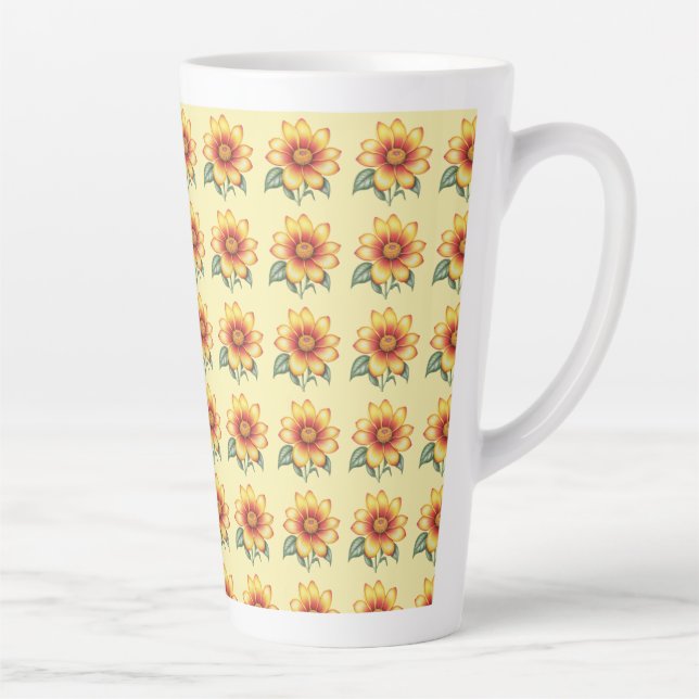 Caneca De Café Latte Flor Laranja (Direita)