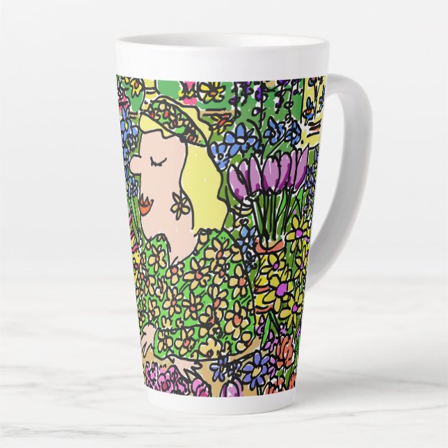 Caneca De Café Latte Flor ou florista (Ângulo direito)