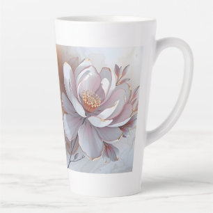 Caneca De Café Latte Flor pintado dimensional Elegante 3