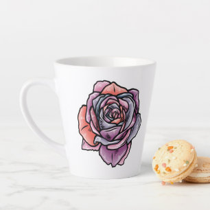 Caneca De Café Latte Flor Rosa colorido
