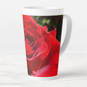 Caneca De Café Latte Flor Rosa vermelha Brilhante Floral