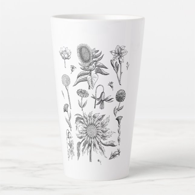Caneca De Café Latte Flor Selvagem - Flor Bonita - Plantas (Frente)