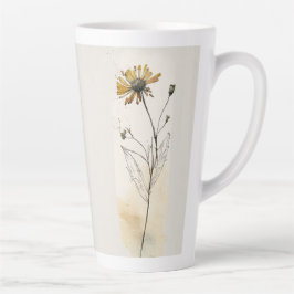 Caneca De Café Latte Flor Selvagem Pressionado
