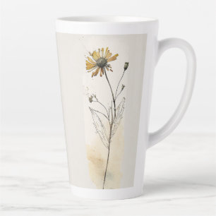 Caneca De Café Latte Flor Selvagem Pressionado