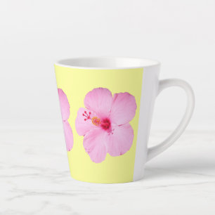 Caneca De Café Latte Flor Tropical de Hibiscus Rosa