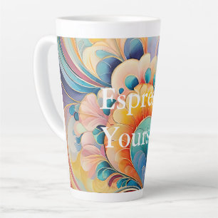 Caneca De Café Latte Flora 3 Floral Pastel Latte Mug