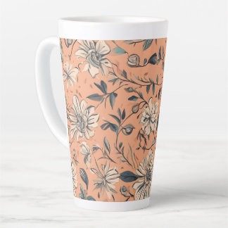 Caneca De Café Latte Florais design grande